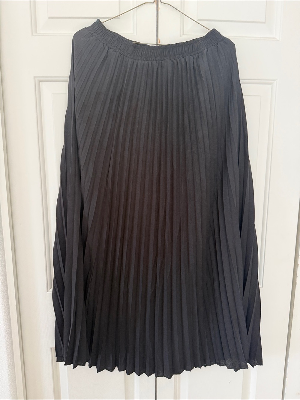 Pleated Black Long Women's Skirt - Classic A-Line